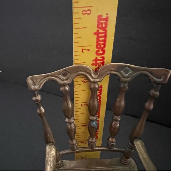 Vintage Brass Figurines Set of 3 Rocking Chair Key Shoe Slipper Ashtray - Picture 10 of 12